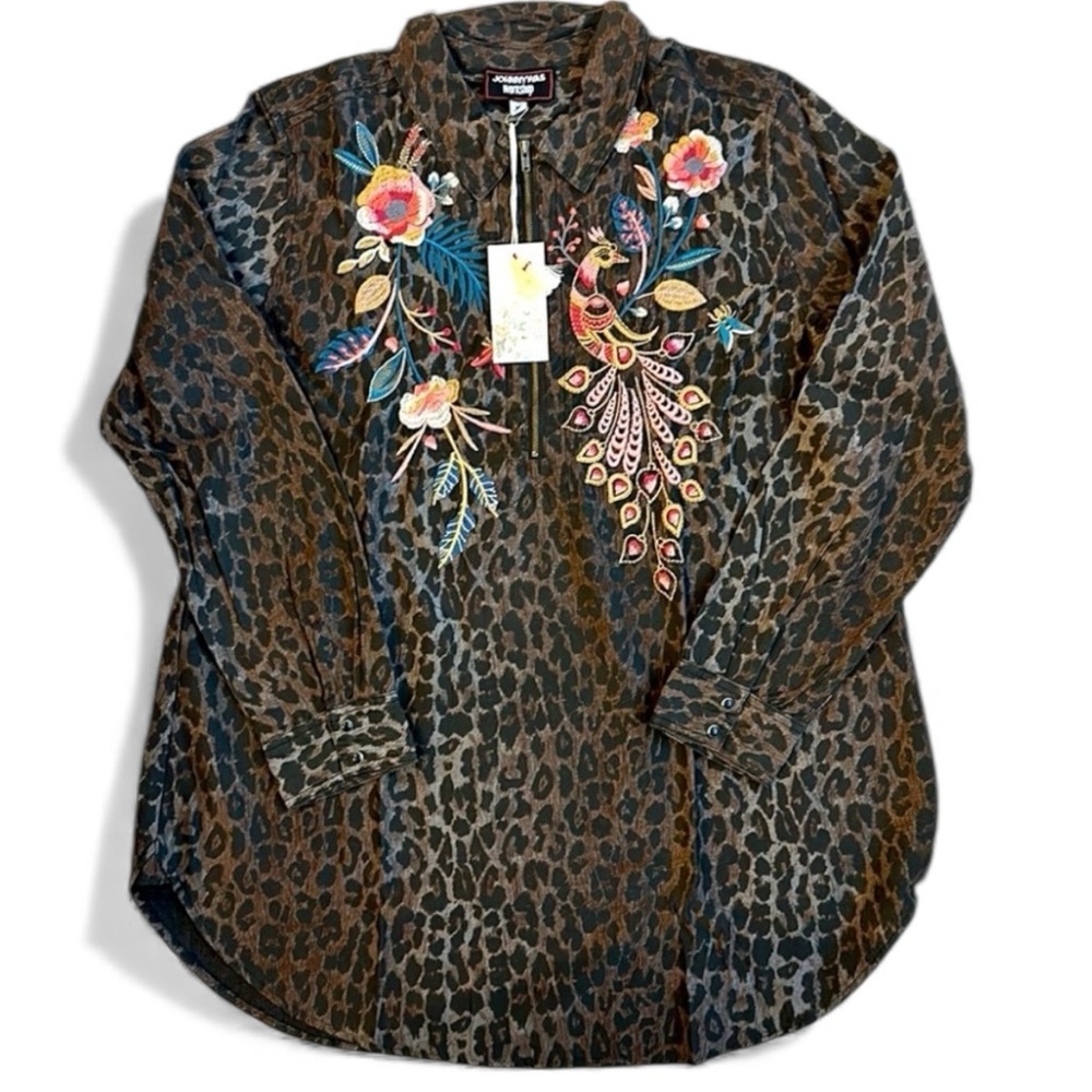 Johnny Was heavily embroidered SHURI ZIPUP SHIRT TUNIC NWT RARE